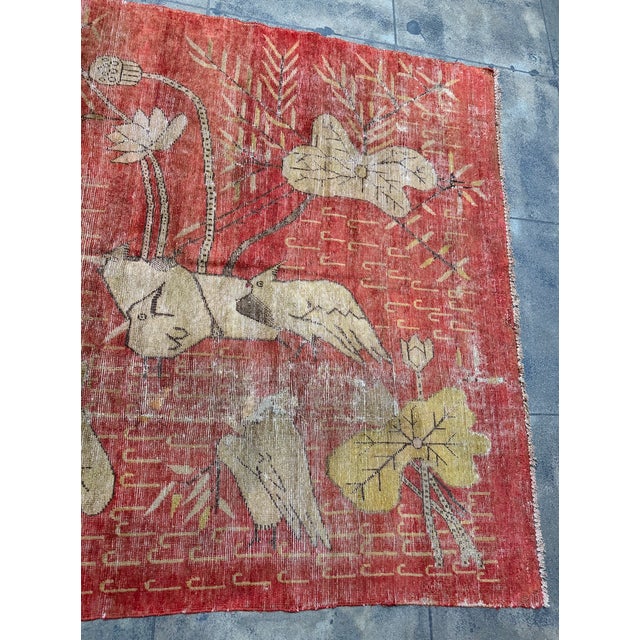 Early 20th Century Antique 1900 Samarkand Wool Rug With Botanical Design For Sale - Image 5 of 7