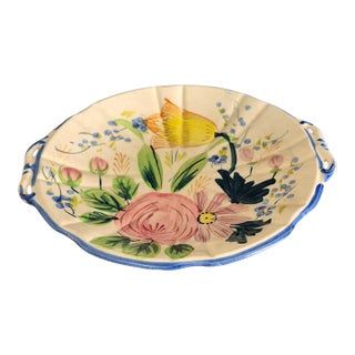 Vintage Hand Painted Floral Made in Japan Serving Platter For Sale