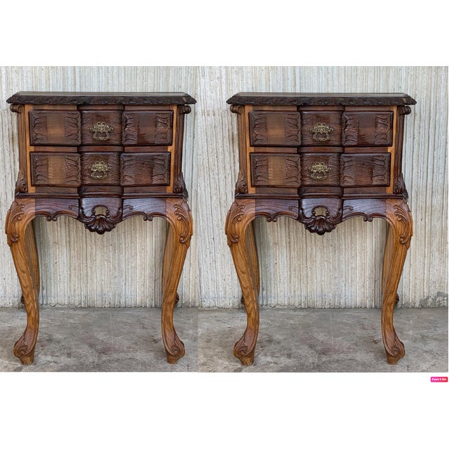 19th Century French Bedsides Tables With Carved Drawers - a Pair For Sale - Image 13 of 13