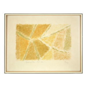 "Grusgrav", Mid Century Modern Danish Color-Field Abstract in Yellow, 36/80 by Frede Christoffersen