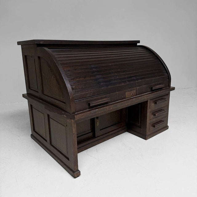 Japanese Seated Shosai-Zukue Writing Desk with Tambour Door, 1920-1930 For Sale - Image 11 of 18