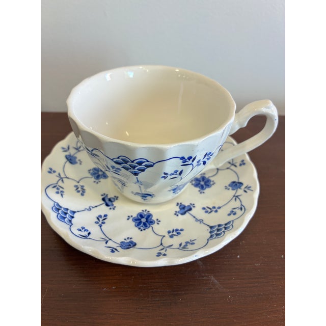 Late 20th Century Late 20th Century Myott Finlandia Blue & White Teacup and Saucer For Sale - Image 5 of 10