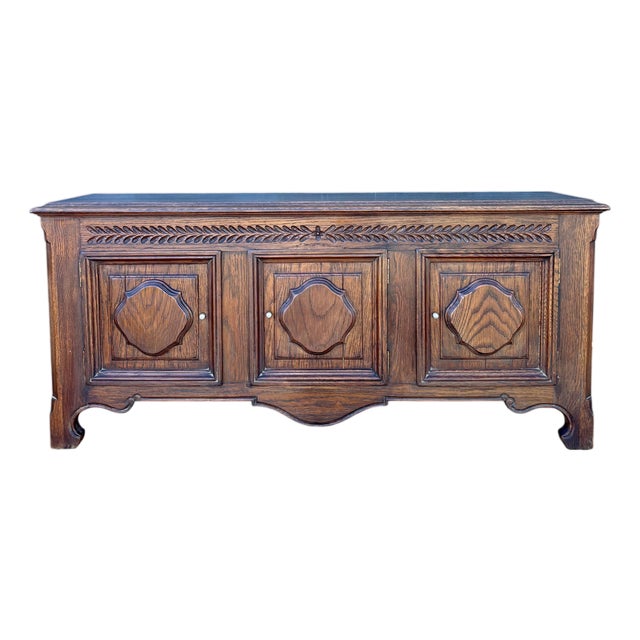 Spanish Renaissance Revival Oak Sideboard with Three Doors, 1930s For Sale