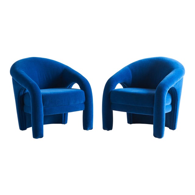 Pair Of Sculptural Lounge Chairs In The Style Of Vladimir Kagan Chairish