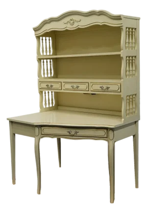 Henry Link Cream Antique White Country French Style 46" Corner Student Writing Desk W. Bookcase Hutch 3939