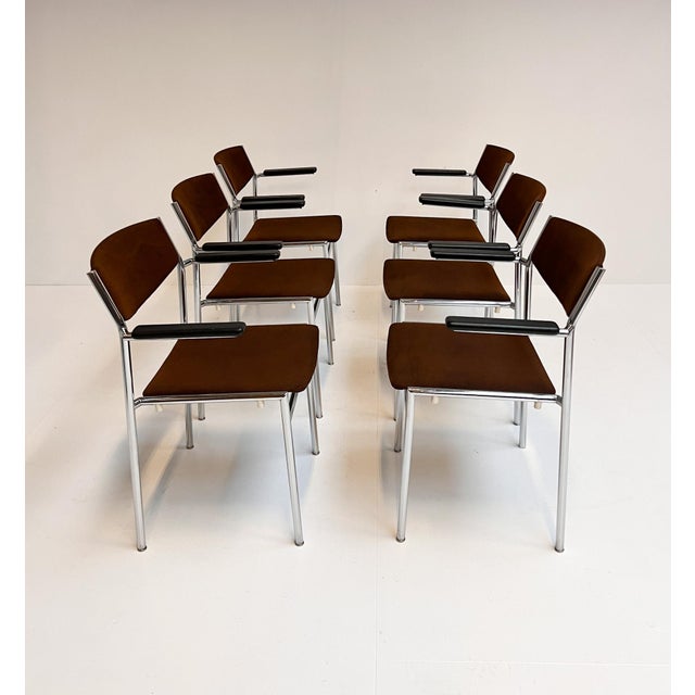 Rust Brown Stackable Chairs by Gijs Van Der Sluis, 1970s, Set of 6 For Sale - Image 17 of 18