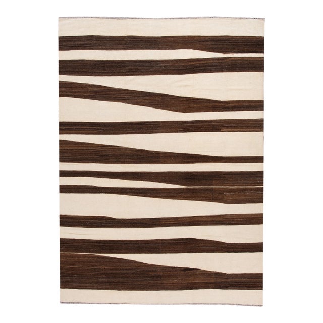 21st Century 10'x14' Modern Kilim Wool Rug For Sale