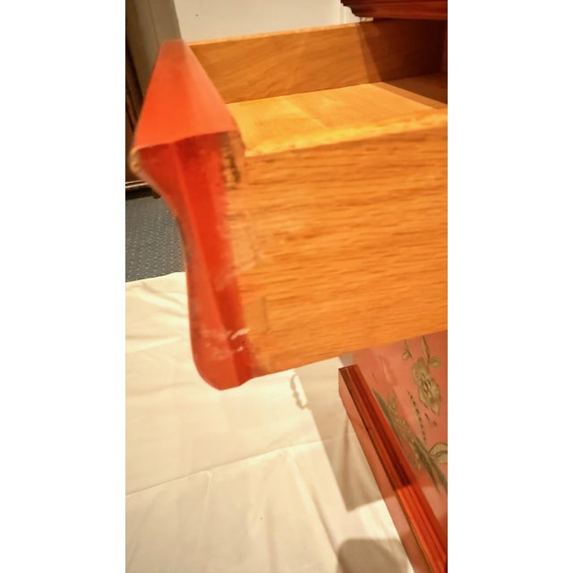 Red 1960s Karges Red Chinoiserie Illuminated Breakfront For Sale - Image 8 of 12
