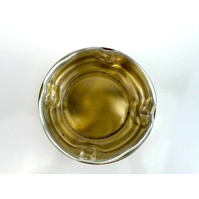 Brass 1960s Mid-Century Italian Glass and Brass Ashtray With Twisted Rope Detail For Sale - Image 8 of 17