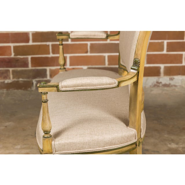 French Directoire Settee with Painted Garlands, Upholstery and Diamond Motifs For Sale - Image 10 of 12
