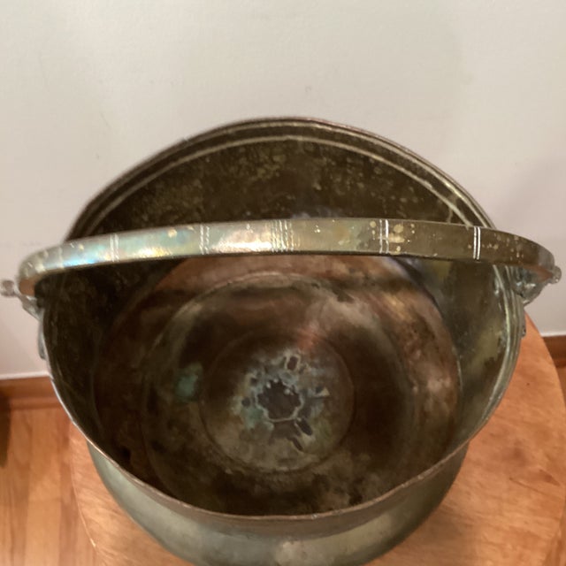 Brass Vintage Handmade Moroccan Style Large Primitive Metalware Brass Cachepot/Bucket For Sale - Image 8 of 12