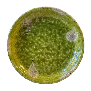 Large Green Stoneware Centerpiece in Raku Crackle Glaze