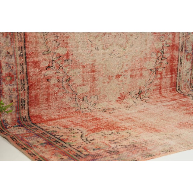 Textile 1970s Vintage Turkish Handmade Wool Cotton Red Area Rug For Sale - Image 7 of 12