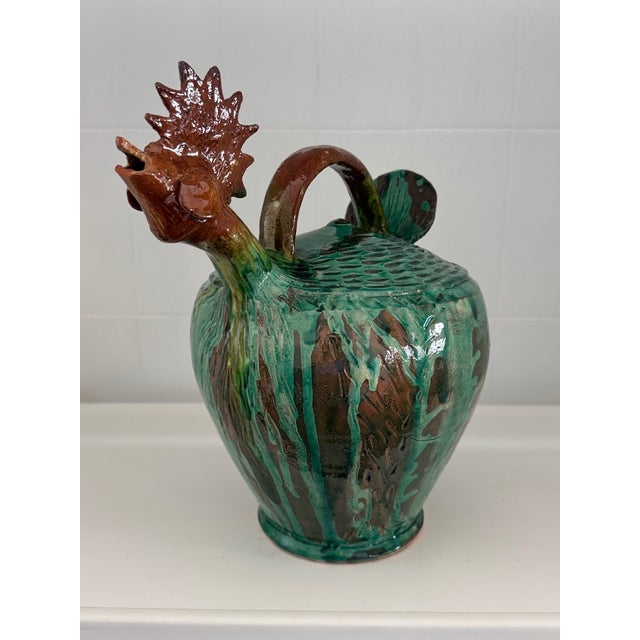 Mid-Century Modern Rooster-Shaped Jug in Enameled Majolica Ceramic, 1960s For Sale - Image 3 of 16