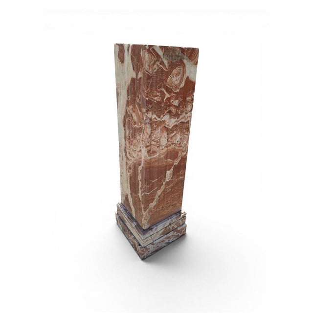 Veined Red Marble Pedestal, Early 20th Century For Sale - Image 3 of 9