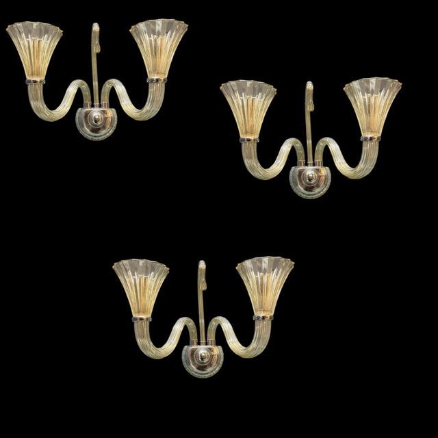 Murano Glass Sconces by Barovier, 1950s, Set of 3 For Sale - Image 4 of 11