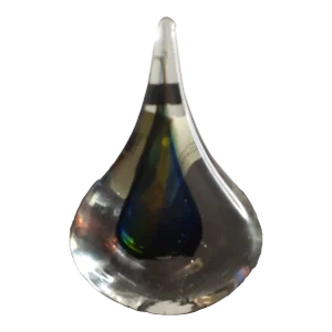 Signed Marian Pyrcak Mp Poland Sommerso Teardrop Paperweight