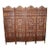 Four Panel Floor Screen, Teakwood W/ Intricately Carved Leaf & Grape Design For Sale