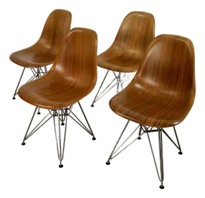 Set of 4 Authentic Herman Miller Eames Walnut Dining Chairs