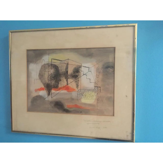 1950s Rathe Abstract Head Modernist Watercolor Painting For Sale - Image 4 of 8