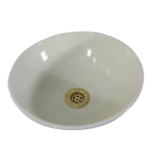 Early 21st Century Contemporary Moroccan Glazed Ceramic White Bathroom Sink Bowl