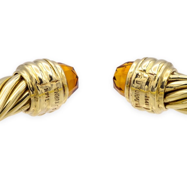 Mid 20th Century Mid 20th Century David Yurman 14k Yellow Gold Classic Cable Citrine Hinged Cuff Bracelet 9.5 Mm For Sale - Image 5 of 9