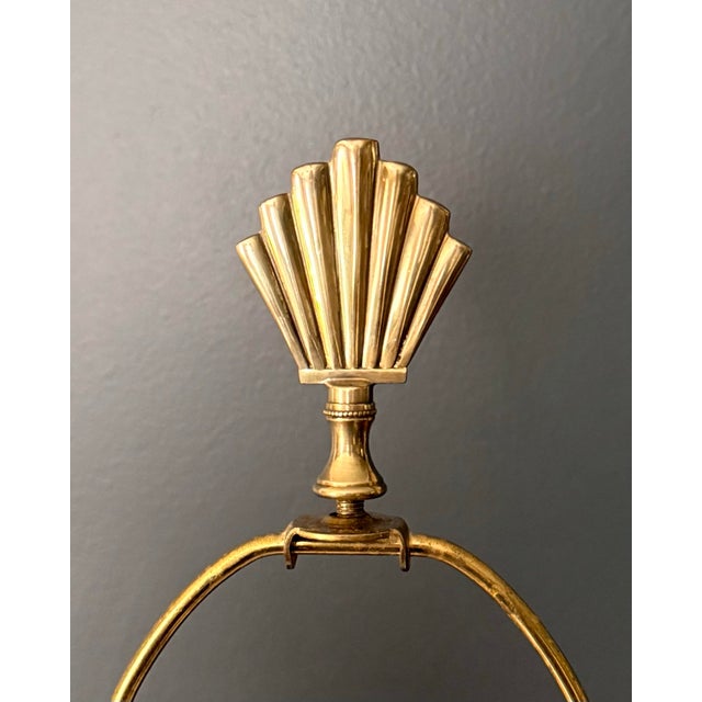 Vintage Chrome Architectural Table Lamps With Brass Shell Finials - a Pair For Sale - Image 4 of 6