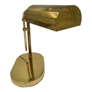 1970s Clover Lamp Co. Adjustable Brass Pharmacy, Bankers or Desk Lamp Styled After Reggiani and Arteluce