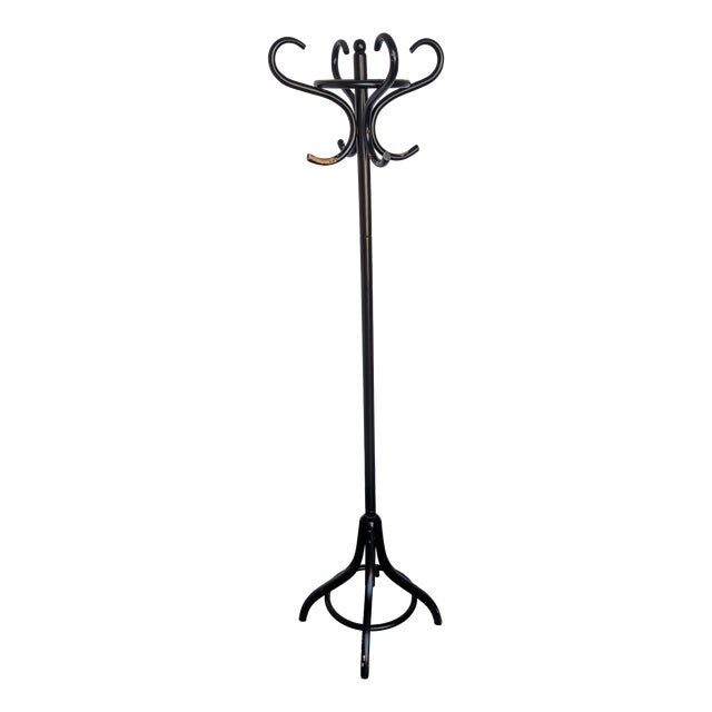 Vintage Black Bentwood Coat Stand, 1970s For Sale