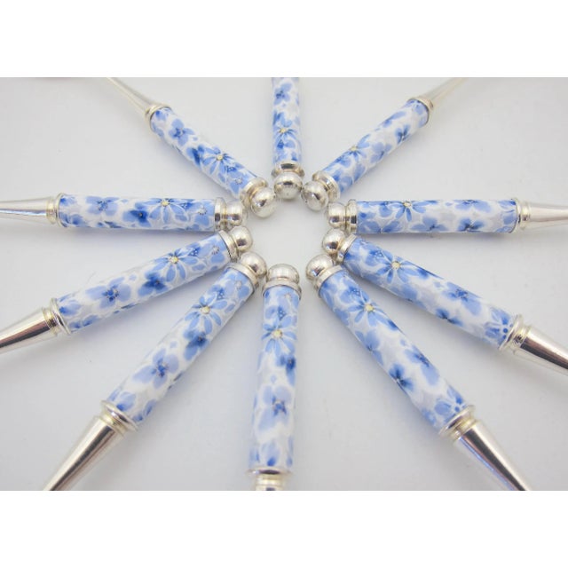 Vintage Enameled Silver-Plate Spoons- Set of 10 For Sale In Los Angeles - Image 6 of 8