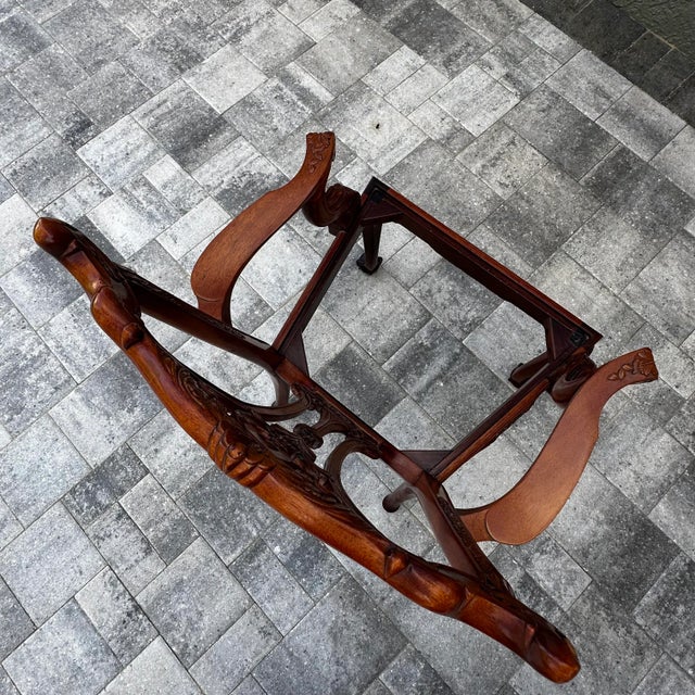 Vintage 20th Century Carved Wood Georgian Chippendale Style Ball & Claw Feet Arm Chair For Sale - Image 11 of 12