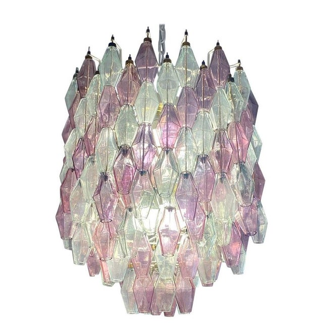 Mid-Century Pink Amethyst and Clear Poliedri Chandelier, 1960 For Sale - Image 14 of 14