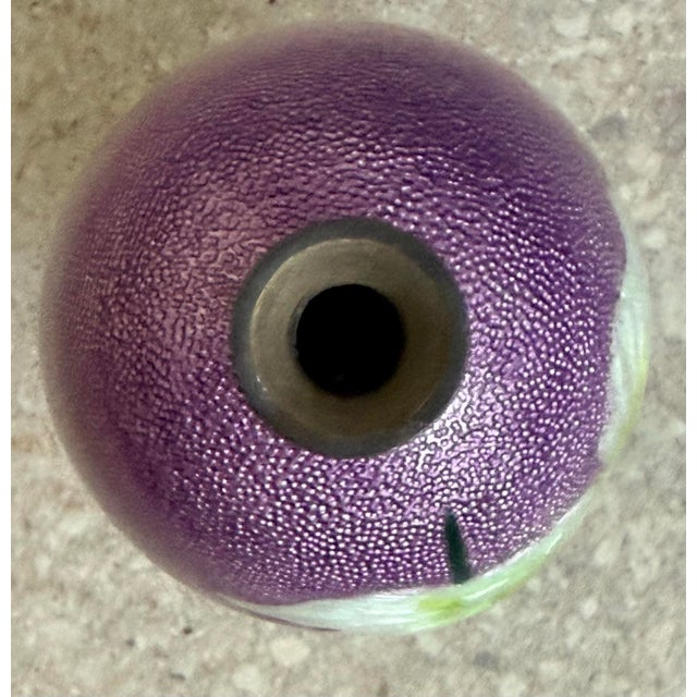Miniature Antique Japanese Meiji Era Cloisonné Enamel Ginbari Vase in Silver With Irises, Signed For Sale - Image 10 of 12