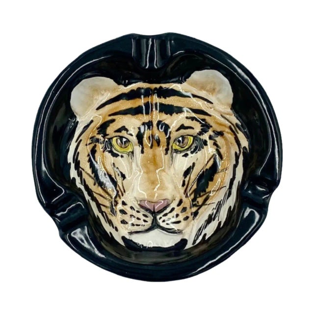 Vintage Mid-Century Bengal Tiger Ashtray Trinket Dish Bowl Italy Jungle Safari For Sale - Image 13 of 13
