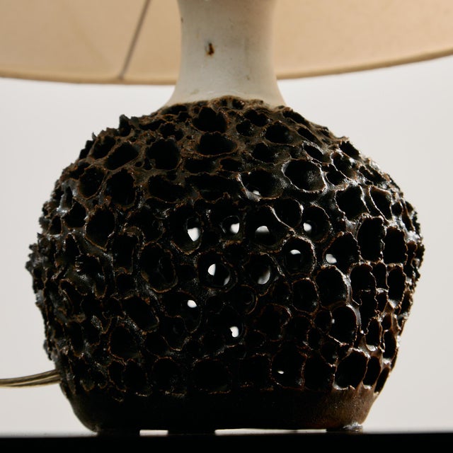 Beige Danish Ceramic Table Lamp by Bodil Marie Nielsen, 1970s, Set of 2 For Sale - Image 8 of 12