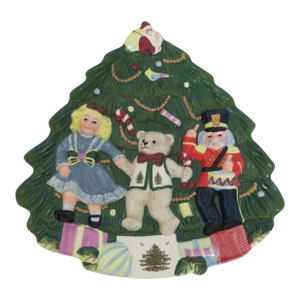 Spode Christmas Tree "Toys Around the Tree" Sculpted Cookie Plate