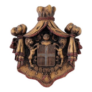 Vintage “Coat of Arms” Crest Wall Sculpture For Sale