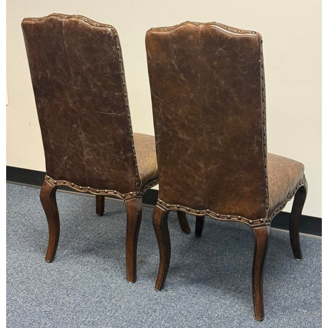 Rustic European Pottery Barn Calais Upholstered Dining Chairs - Set of 10 For Sale - Image 3 of 12