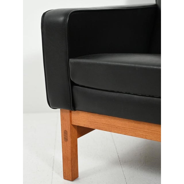 Wood Swedish Armchair in Black Faux Leather from AB Futura, 1960s For Sale - Image 7 of 11