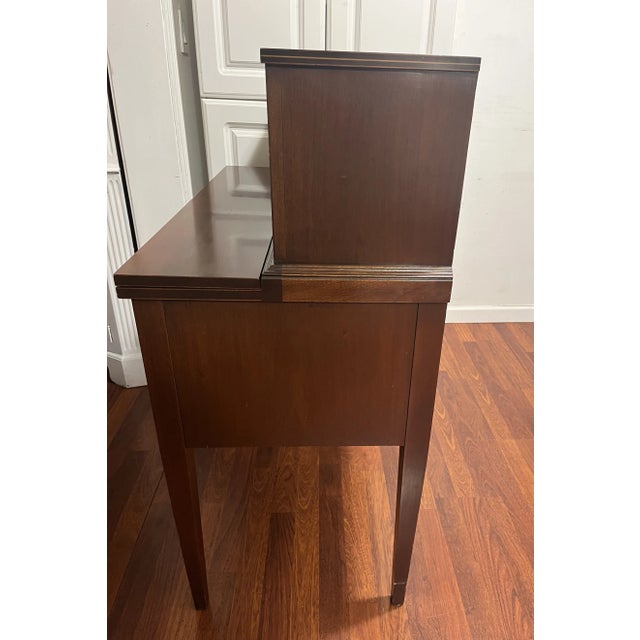 Traditional Hepplewhite Writing Desk Inlaid Tambour Vintage Maddox For Sale - Image 3 of 8