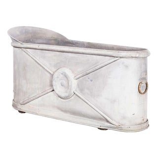 French Zinc Galvanised Bath Planter, 1940s For Sale