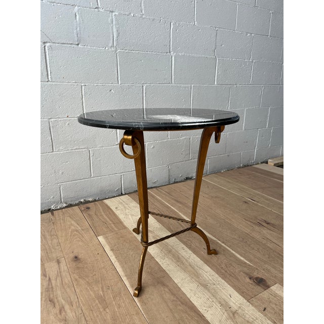 French Mid-20th Century Directoire Style Gilt Gueridon Table With Marble For Sale - Image 3 of 5