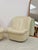 Vintage Cream Leather MCM Postmodern Swivel Glider Chair Pair 28" Wide For Sale - Image 13 of 15