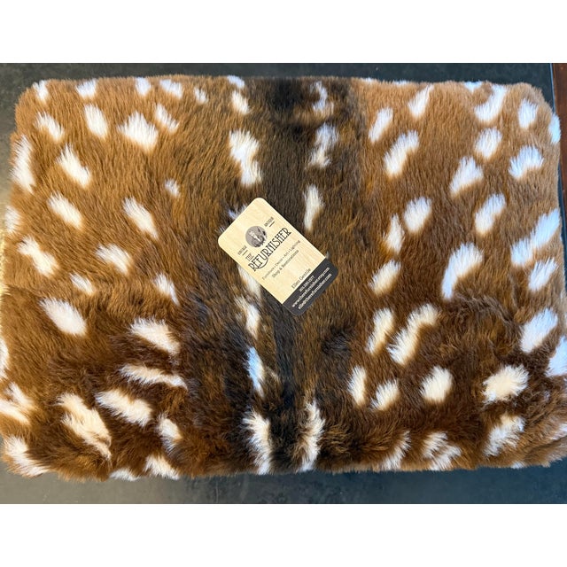 Wood Mid 19th Century Faux Deer Hide Antique Footstool | Lodge Look | Cabin Decor Faux Fur Foot Rest | Farmhouse Stool Wood Legs For Sale - Image 7 of 11