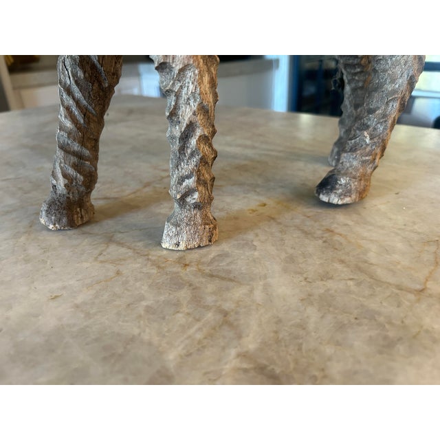 Late 19th Century Antique European Folk Art Carved Wooden Sheep Sculpture For Sale - Image 5 of 11