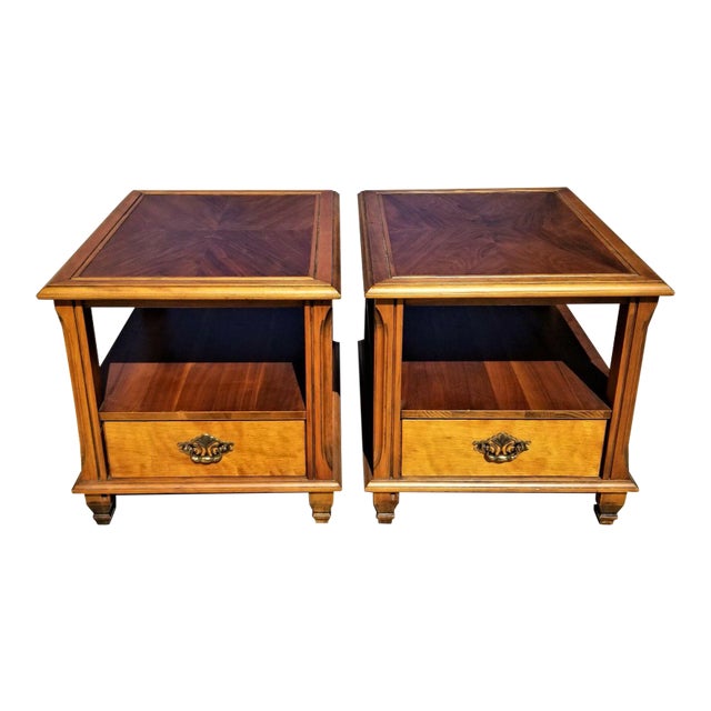 Vintage MidCentury Modern Italian Provincial End Tables With Drawers