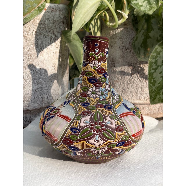 Satsuma Moriage Style Enameled Wine Pitcher For Sale In Tampa - Image 6 of 8
