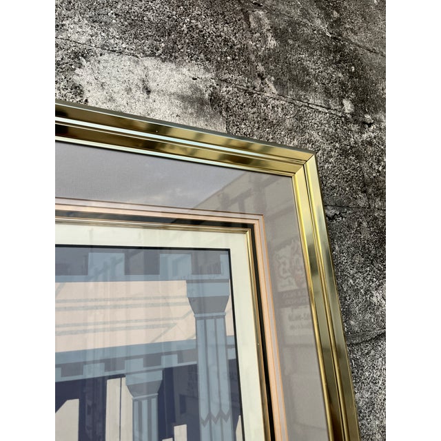 Large 1980s Art Deco Revival Framed Silkscreen "Rendezvous" Signed by the Artist. For Sale - Image 15 of 18