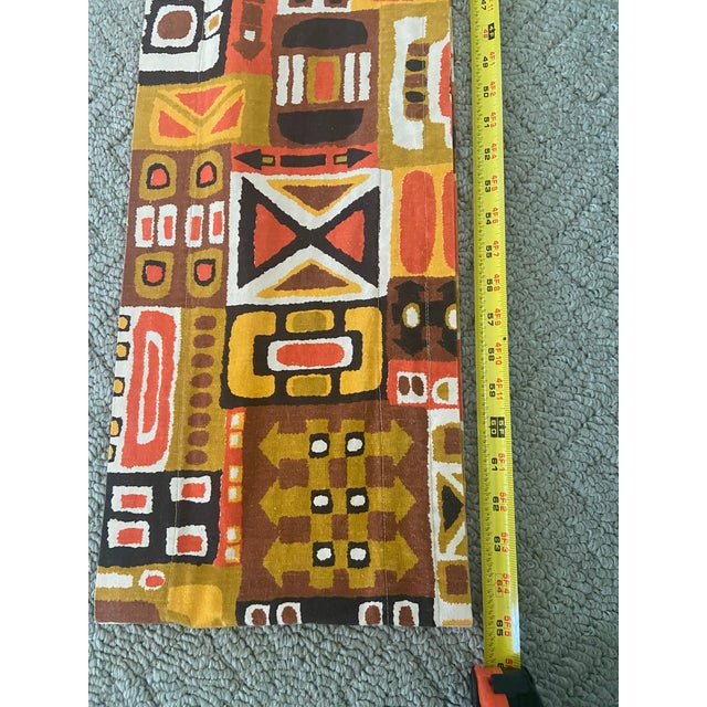 Orange Mid-Century Modern Geometric Curtain Drape & Valance Set 4 For Sale - Image 8 of 11