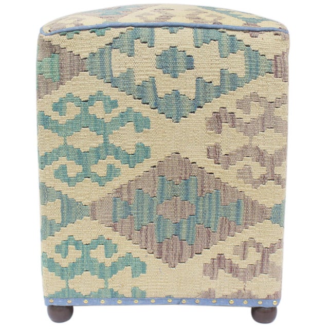 Shabby Chic Shabby Chic Kilim Handmade Ottoman For Sale - Image 3 of 10